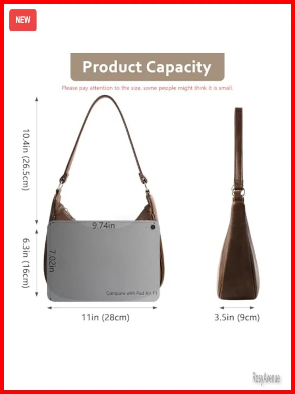 Slouchy Vegan Leather Hobo Bag with Zippered Back Pocket - Handbag for Women